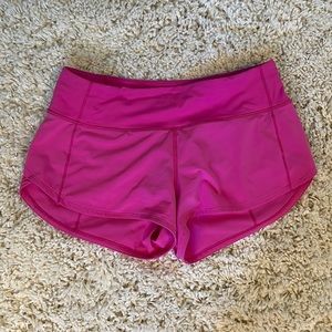 lululemon speed up shorts- sonic pink